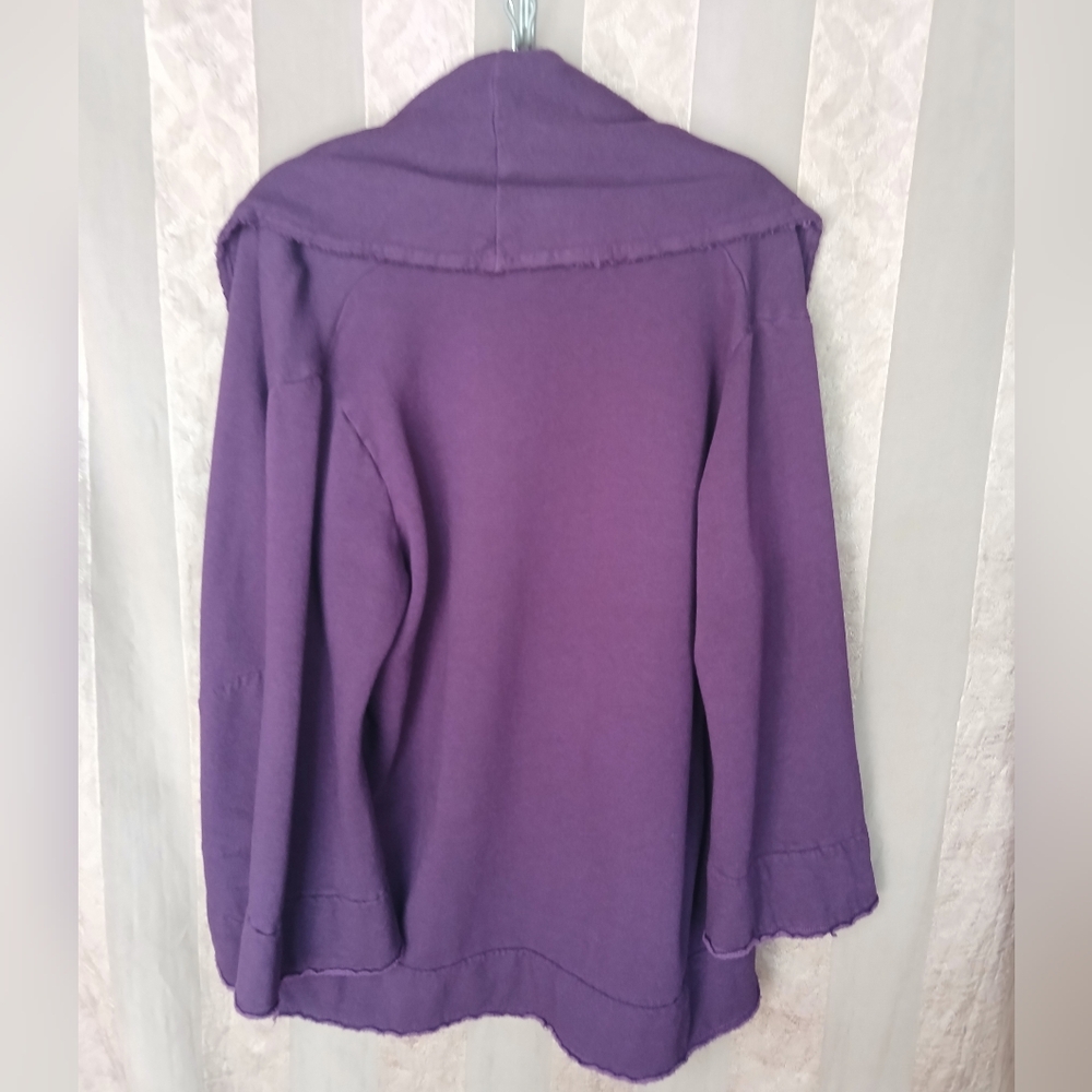 🏷️ Bryn Walker Women's Top Purple Open Front Sweater Cardigan #0306 - Picture 3 of 12